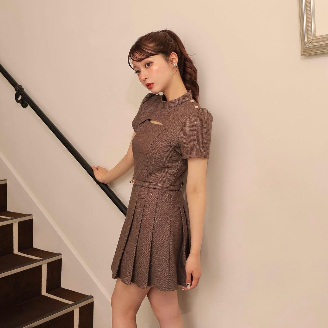 M me eme クラシカルへリンボーンミニワンピース
