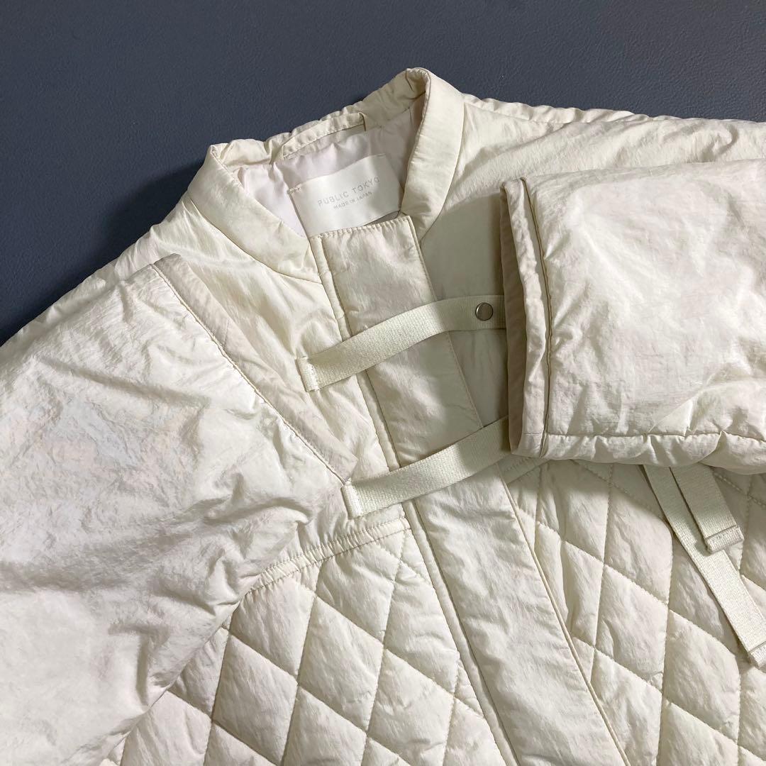 パブリックトウキョウ ダイヤキルティングオーバーコート アイボリー
