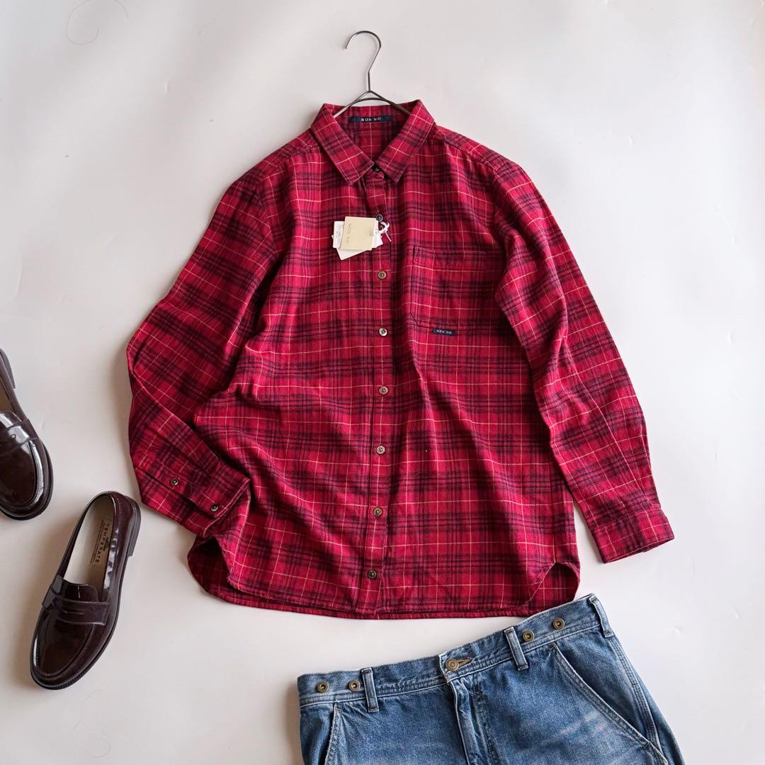 未使用NON NO マドモアゼルノンノン チェックネルシャツ PAPAS