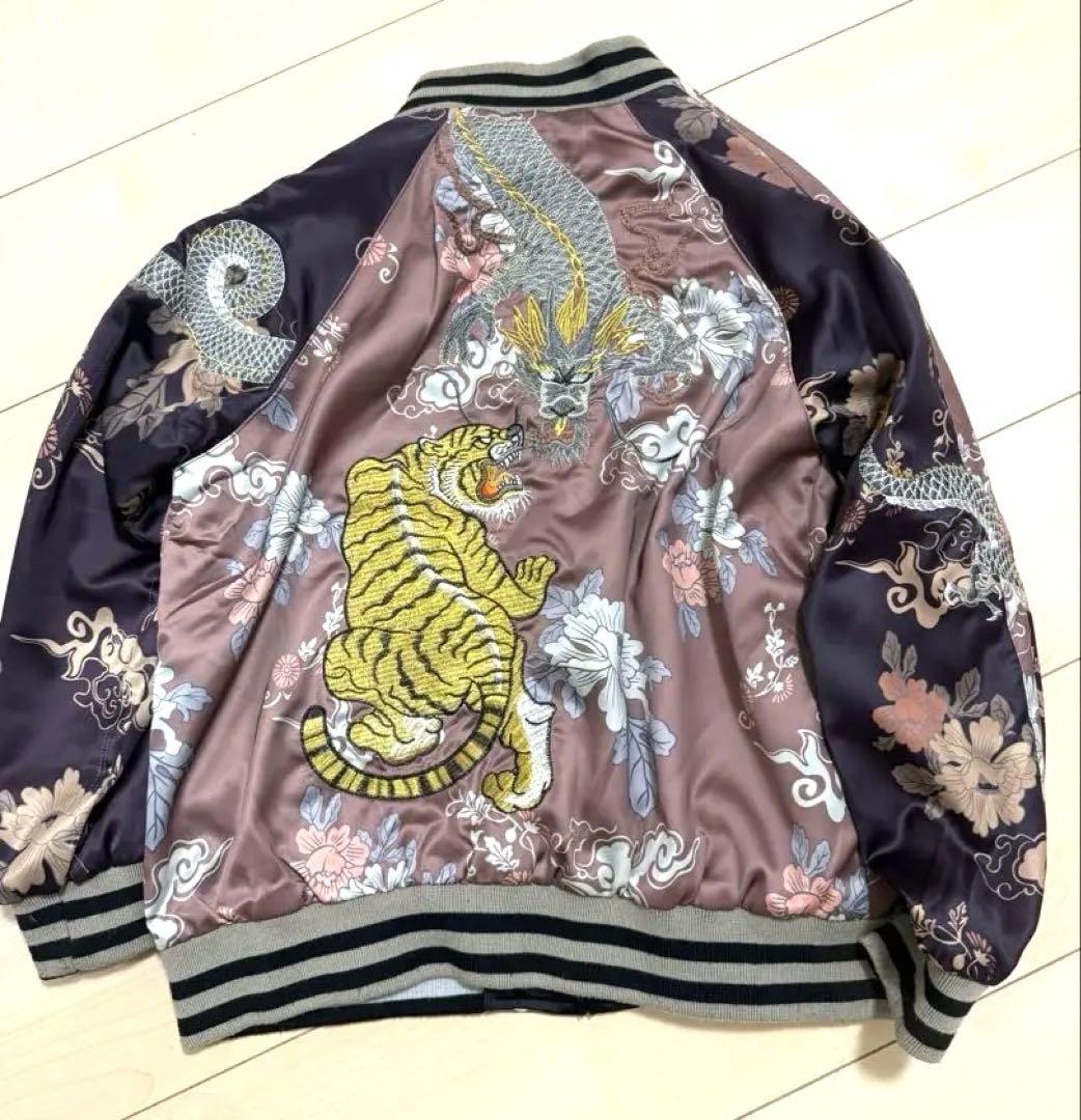 刺繍　ZARA WOMAN スカジャン リバーシブル 龍 虎 Mサイズ