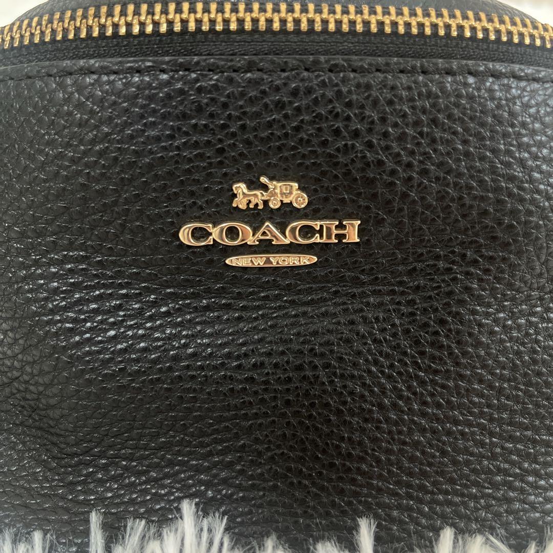 COACH ブラック ボディバッグ・ウエストポーチ レザー　ゴールド金具