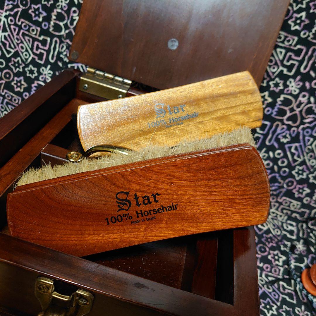 最終値下げ 木製靴磨き収納ボックス クラシックスタイル