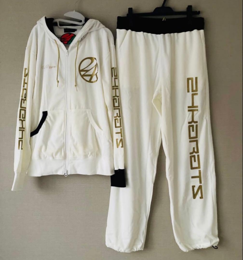 【24KARATS】2007年初期 ベロア素材セットアップ　ホワイトLサイズ