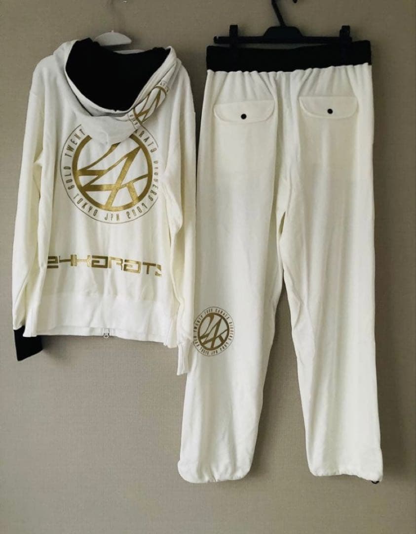 【24KARATS】2007年初期 ベロア素材セットアップ　ホワイトLサイズ