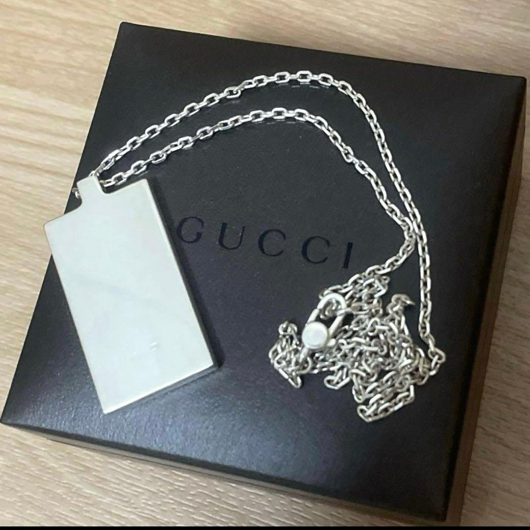 美品‼️ GUCCI グッチ ロゴ プレート ネックレス シルバー925 正規品