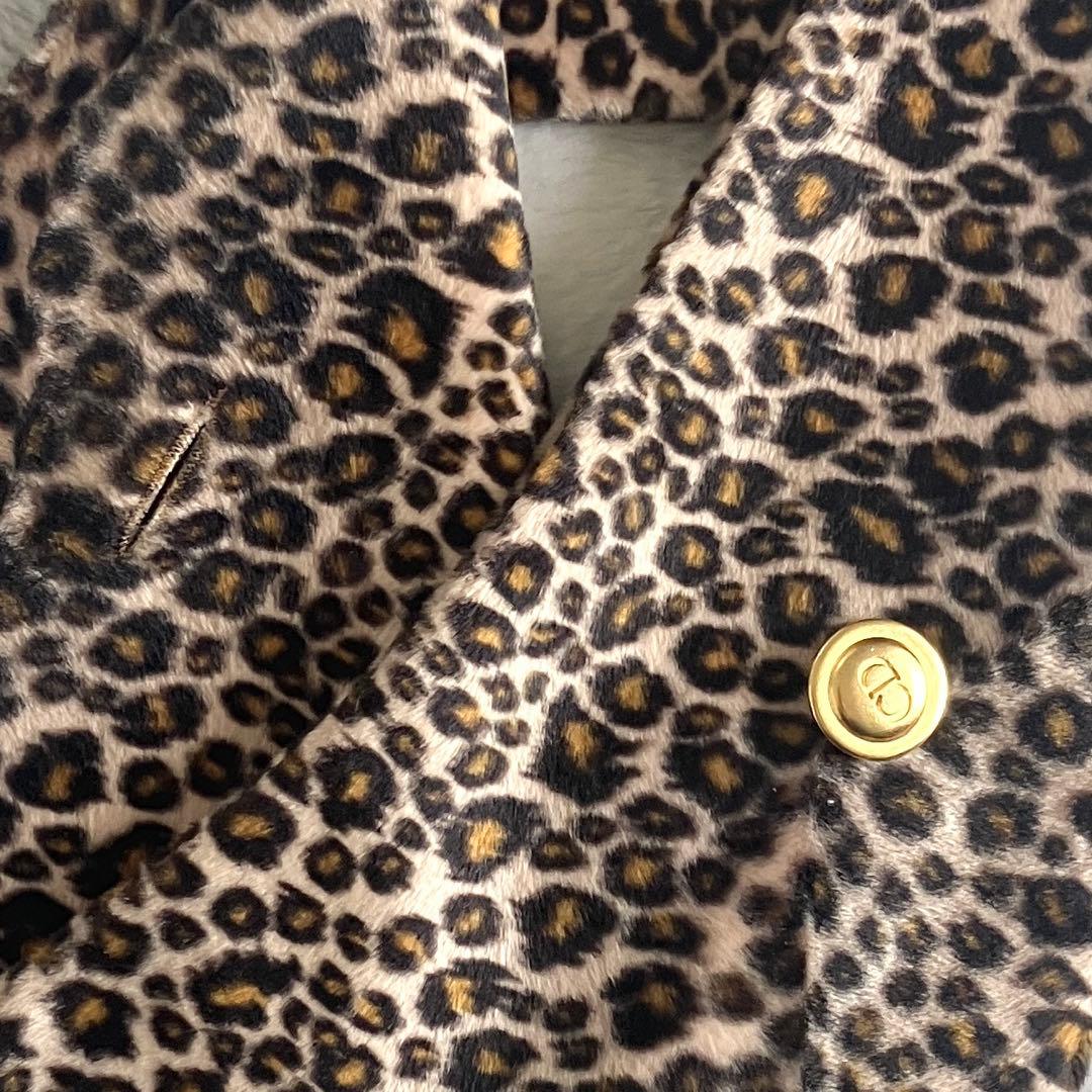 クリスチャンディオール CD金ボタン レオパード エコファーマフラー イタリア製