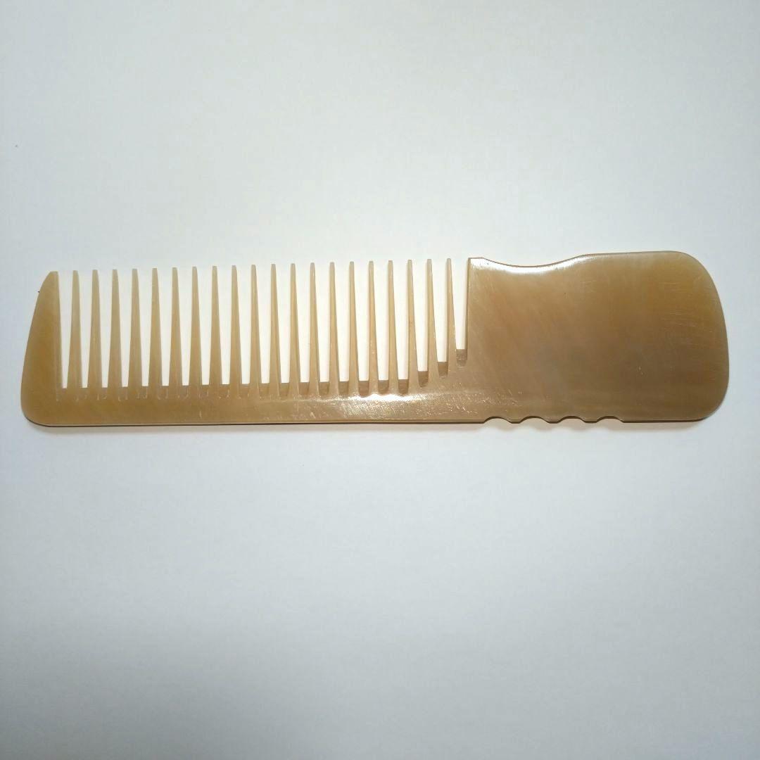 新品 未使用 マルヤ誂 水牛角櫛 特大直刃手付 希少 理容櫛