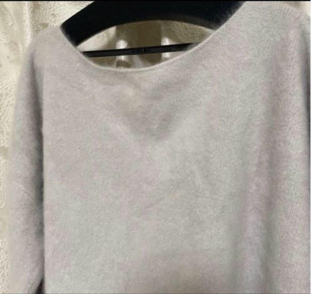 anuans ラクーンボートネックニットプルオーバー ライトグレー