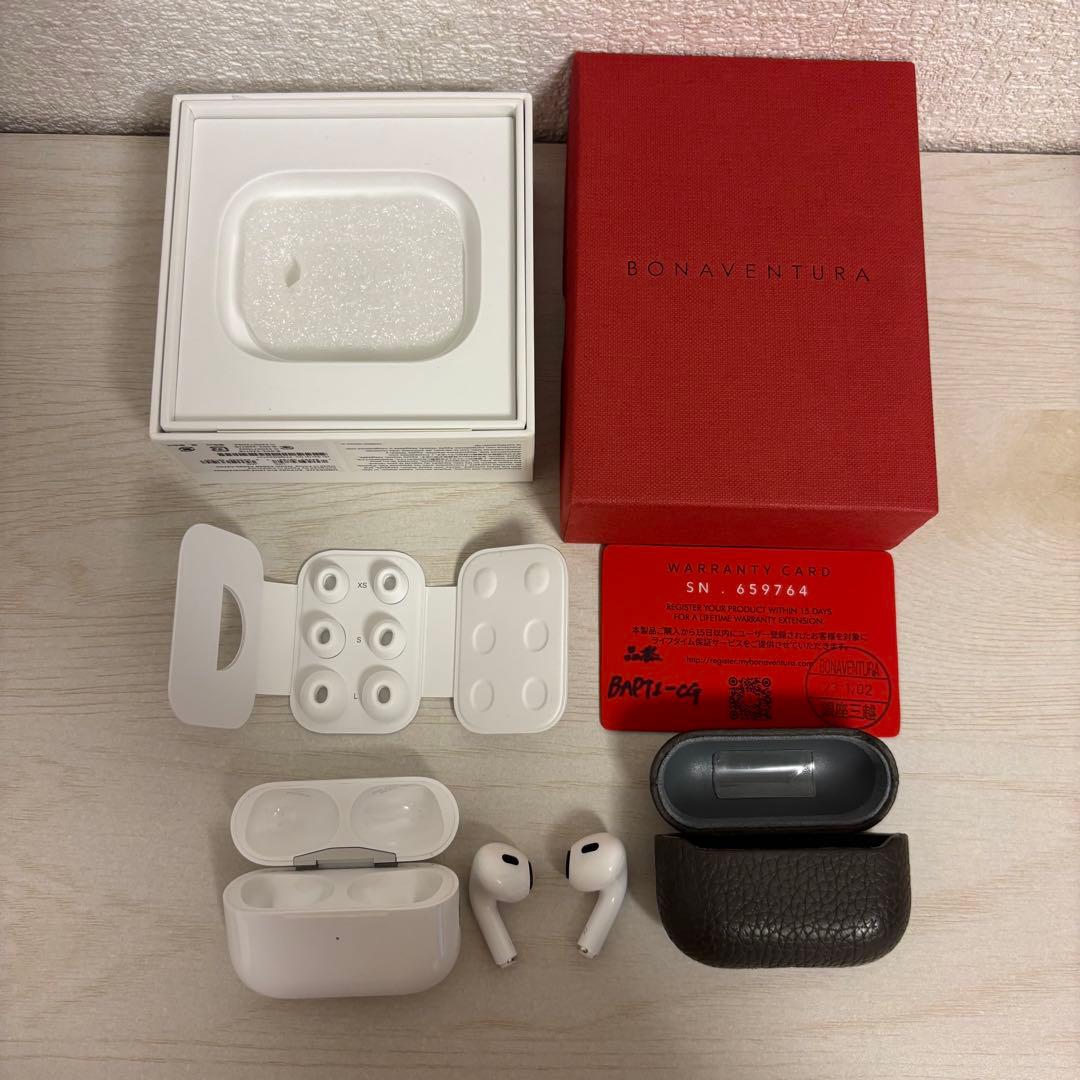AirPods Pro 本体 充電ケース、BONAVENTURAカバー付き