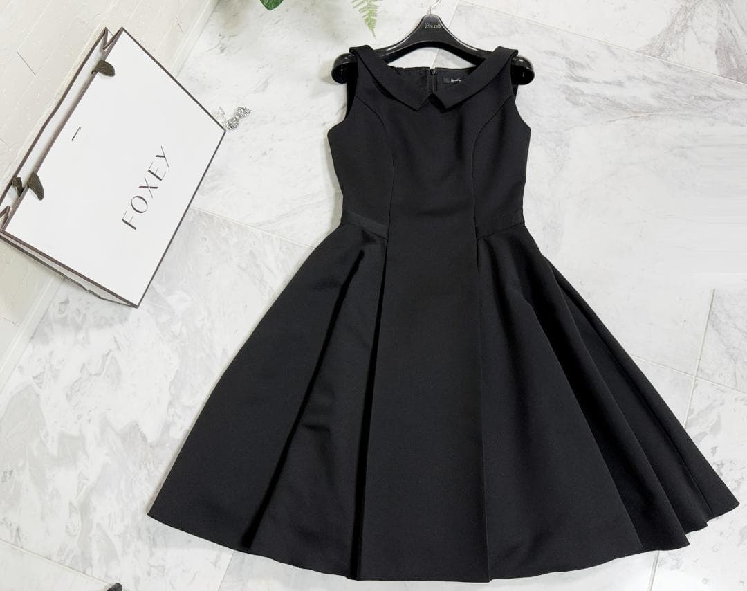 りん★Rene/ルネ ノースリーブ ワンピース ブラック ポリエステル34