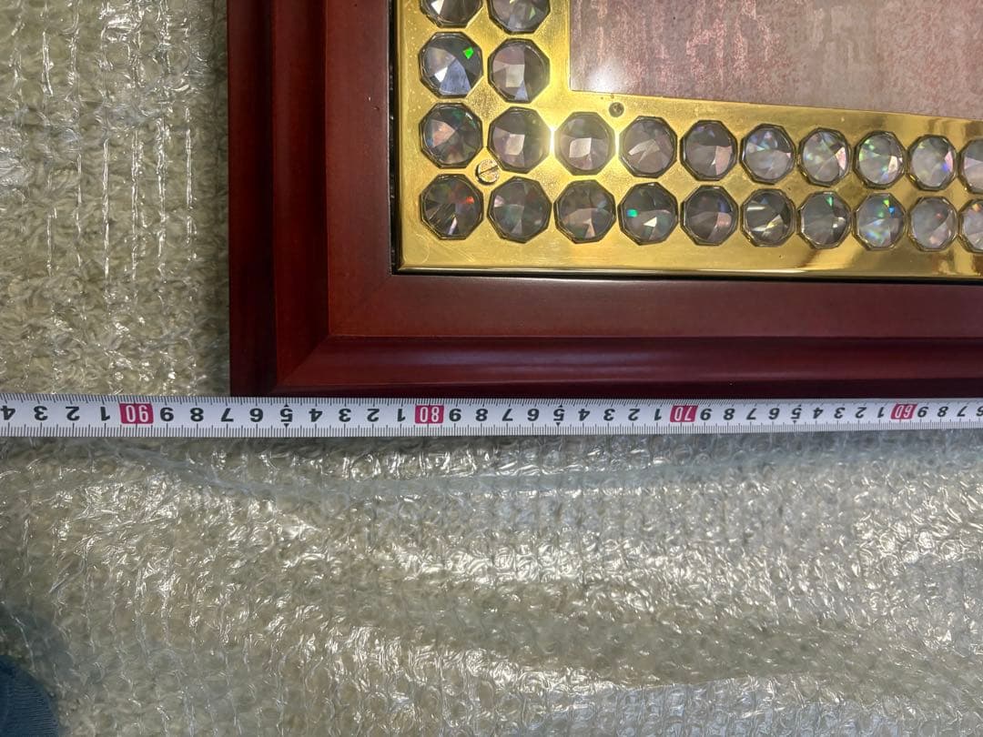 クリスタル装飾ミラー 約90cm x 40cm