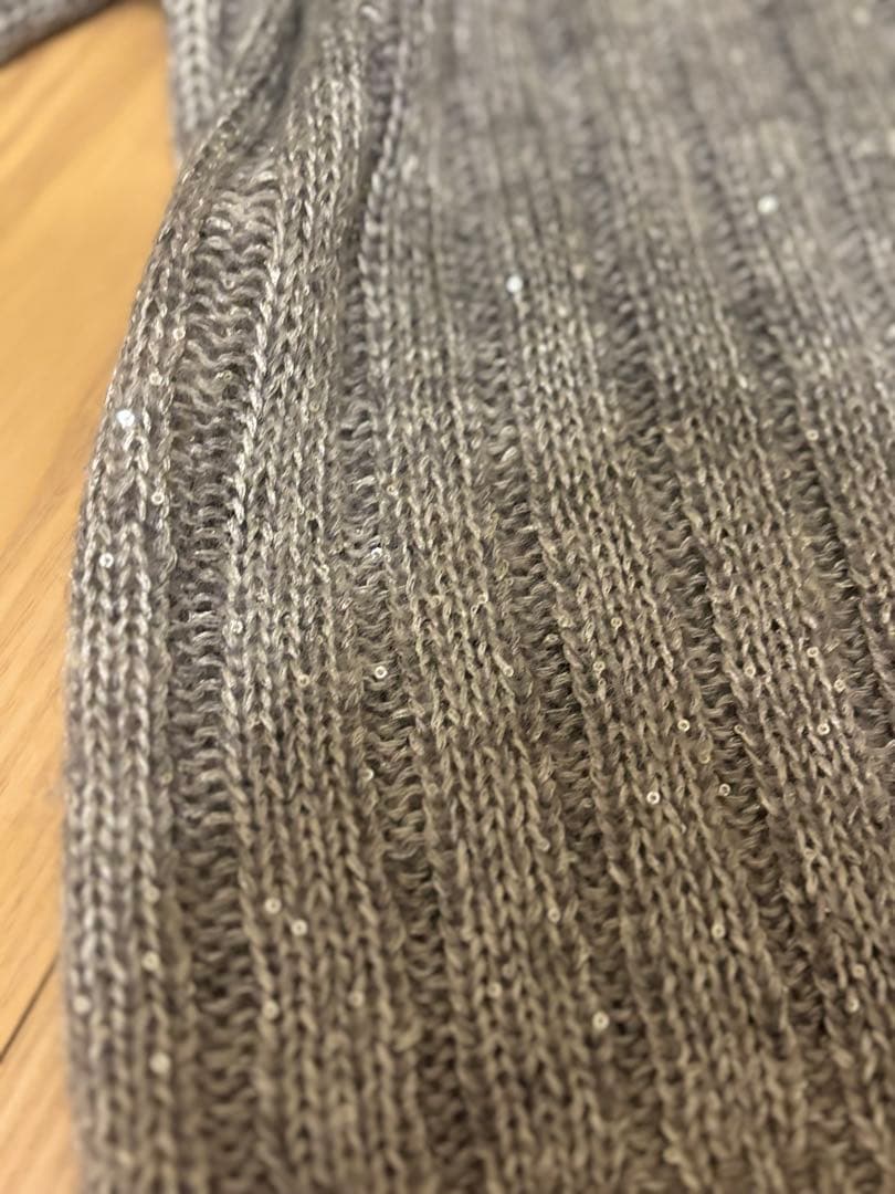 エブール ♪ モヘヤ シルバー クロップドニットセーター