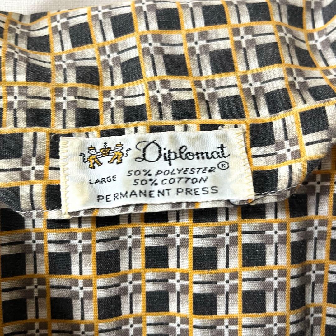 古着 70's ディプロマット オンブレ オープンカラー シャツ パジャマシャツ