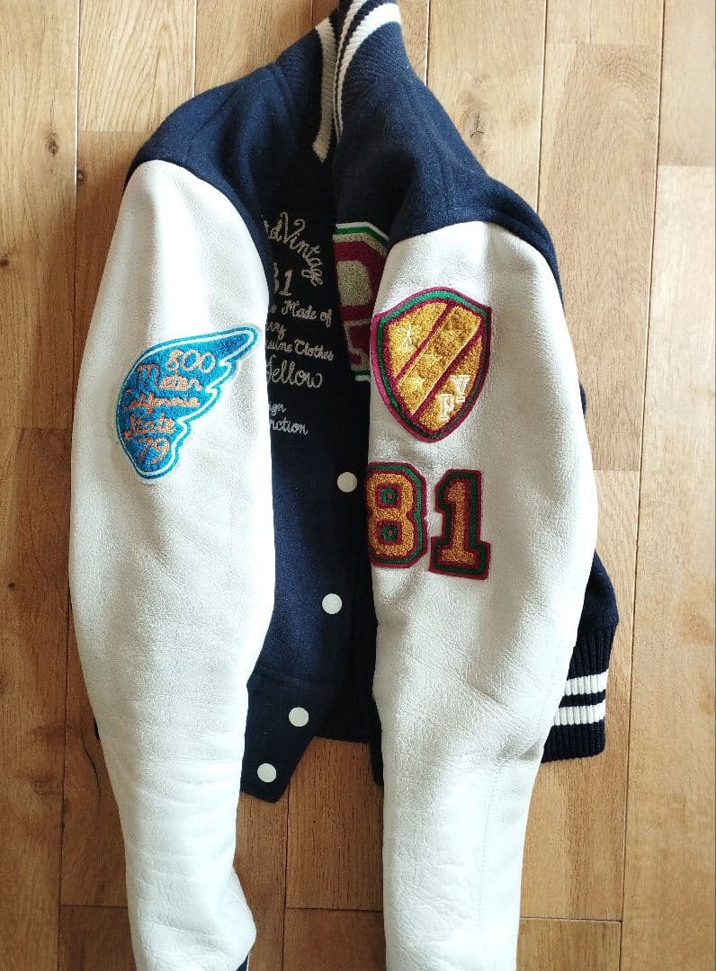 BG49　パープル＆イエロー　　フルデコ・スタジャン　袖・牛皮　レディース・XS