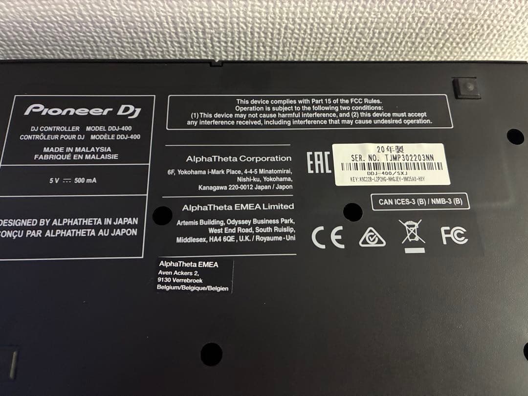 2020年製 Pioneer DJ DDJ-400 DJコントローラー