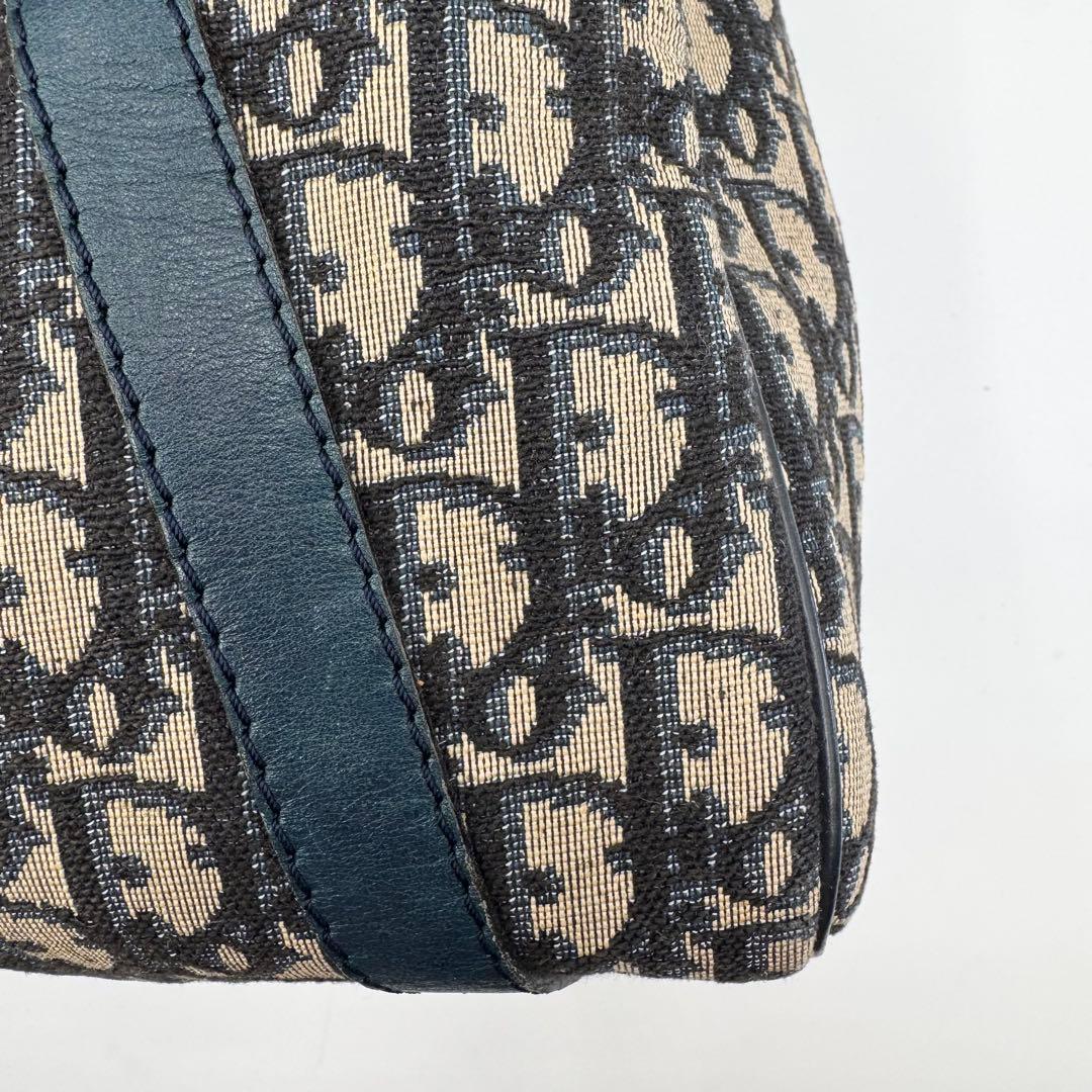 クリスチャンディオール　トロッター　ミニボストンバッグ　ネイビー　キャンバス