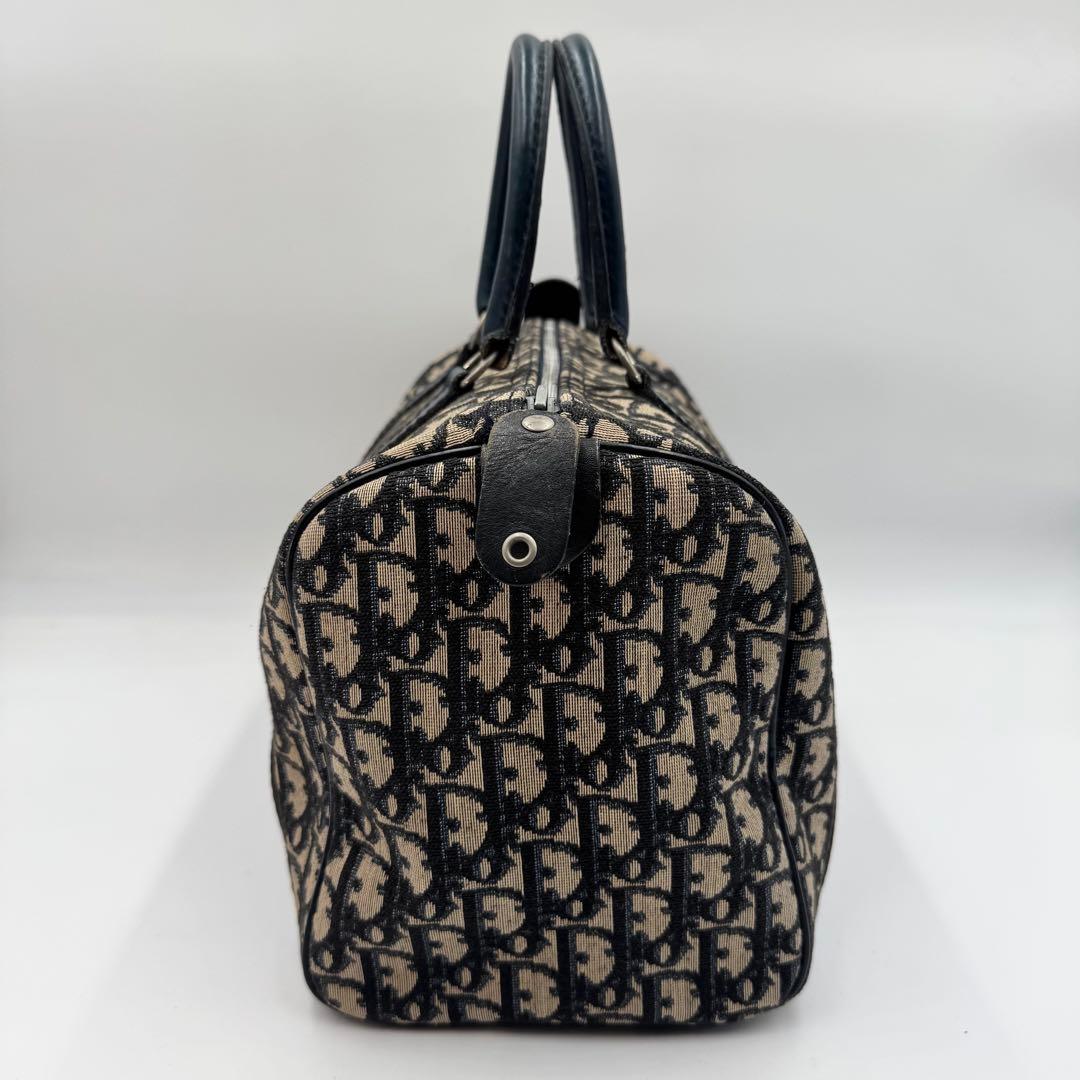 クリスチャンディオール　トロッター　ミニボストンバッグ　ネイビー　キャンバス