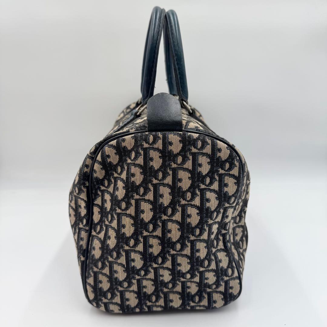 クリスチャンディオール　トロッター　ミニボストンバッグ　ネイビー　キャンバス