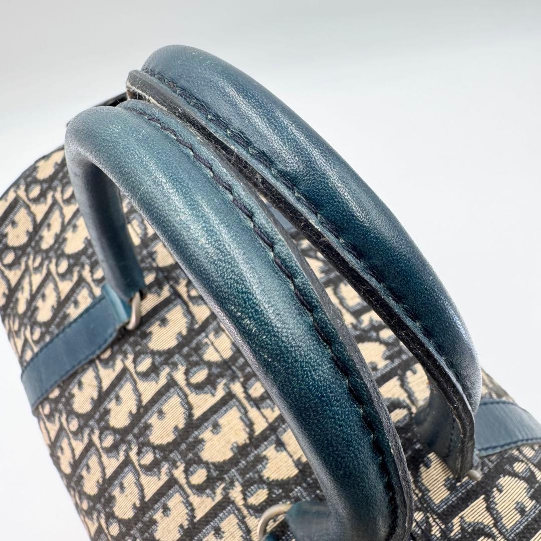 クリスチャンディオール　トロッター　ミニボストンバッグ　ネイビー　キャンバス