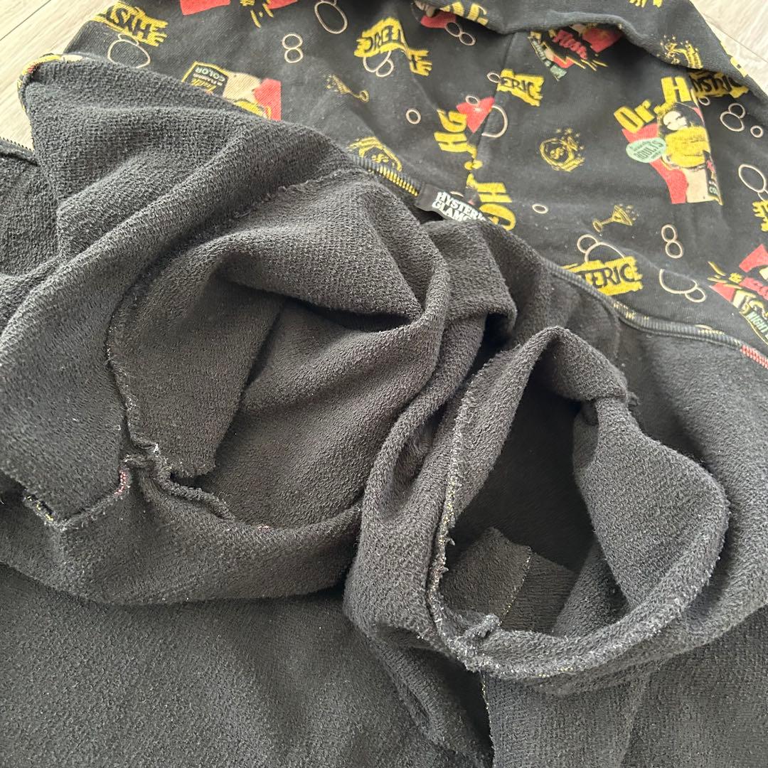 ヒステリックグラマー ジップアップパーカー 黒 L ヒスガール 総柄 Dr.HG