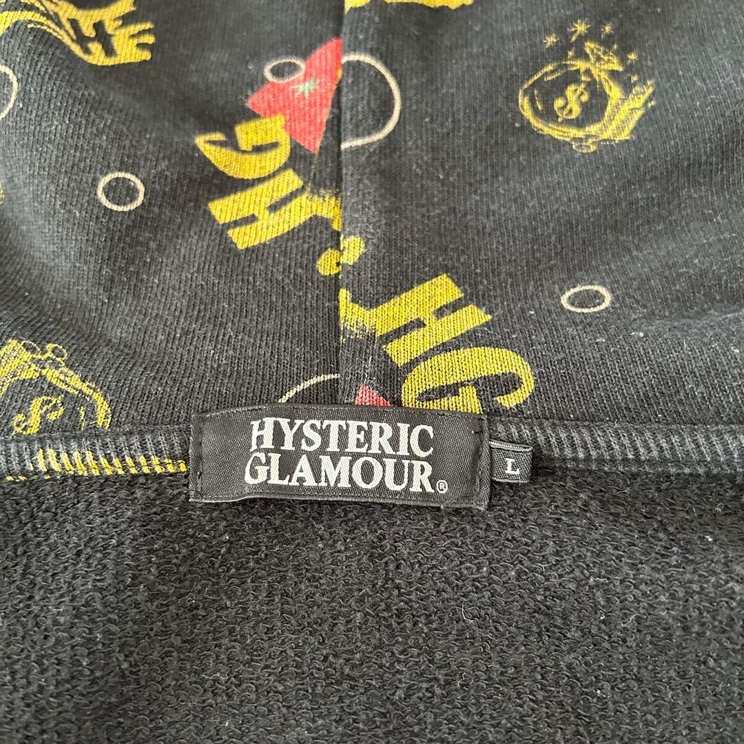 ヒステリックグラマー ジップアップパーカー 黒 L ヒスガール 総柄 Dr.HG