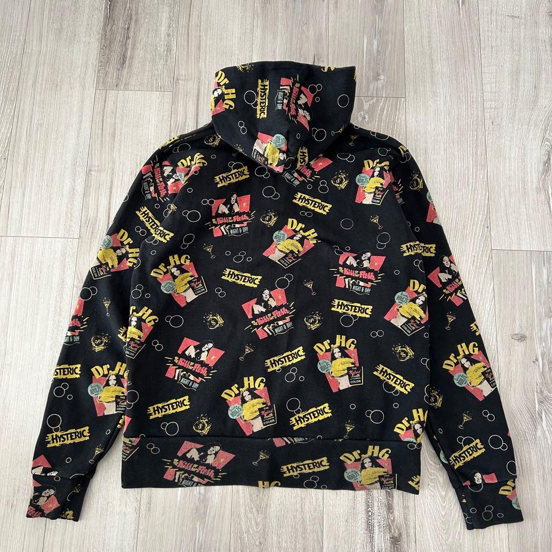 ヒステリックグラマー ジップアップパーカー 黒 L ヒスガール 総柄 Dr.HG