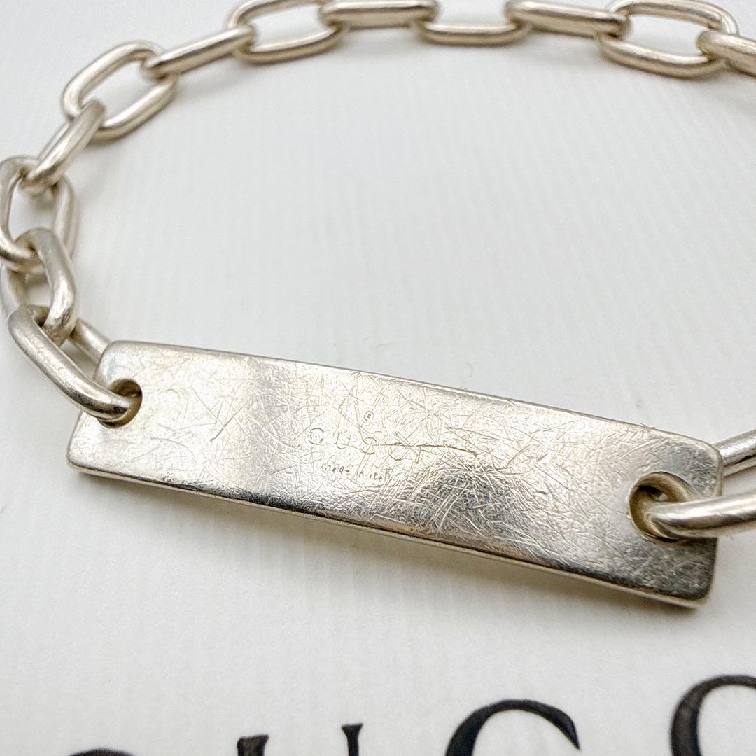 2944-1 人気✨GUCCI ブレスレット　プレート　チェーン　シルバー925