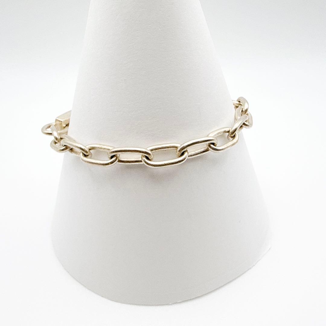 2944-1 人気✨GUCCI ブレスレット　プレート　チェーン　シルバー925