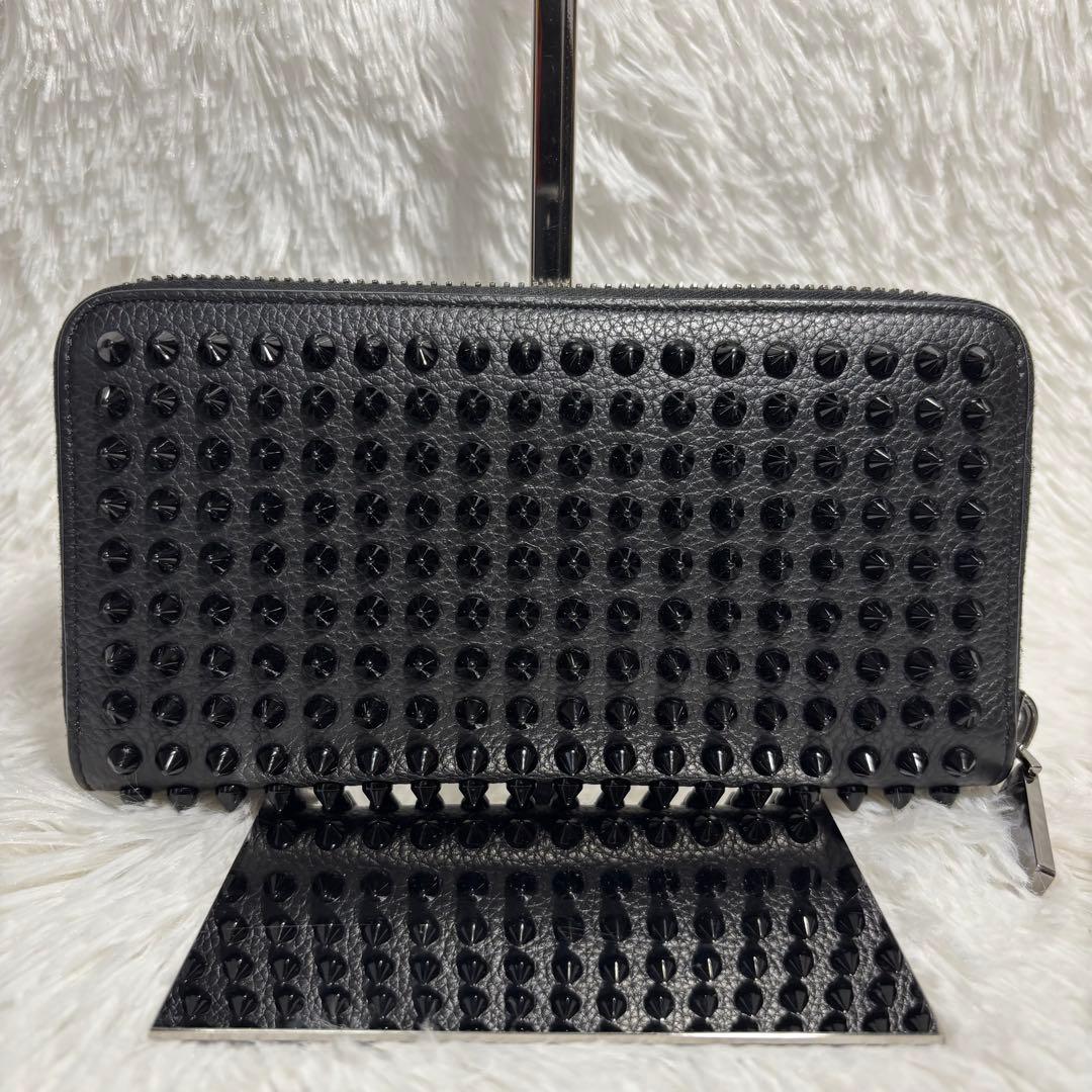 ✨07✨ パネトーネ スタッズ 長財布 レザー ラウンドジップ 革 黒