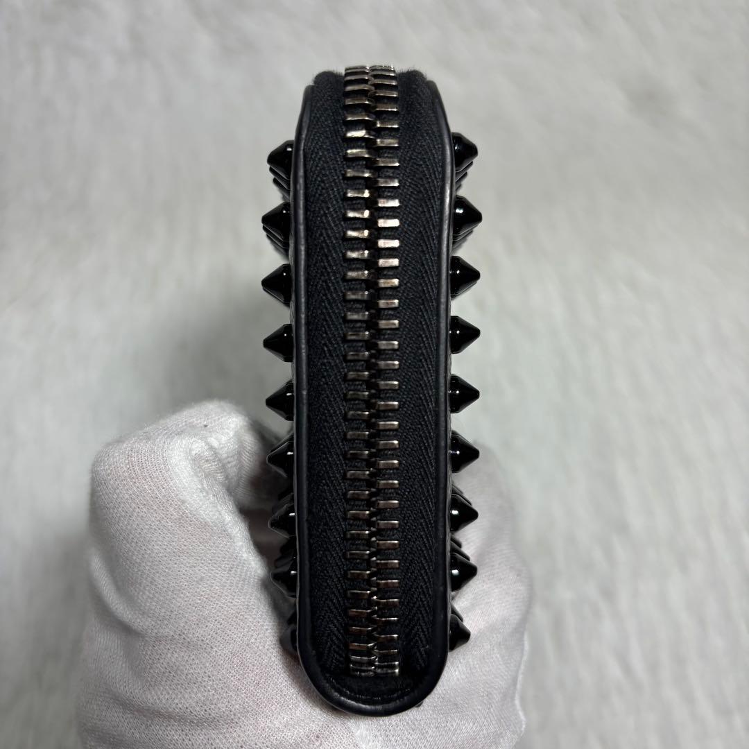 ✨07✨ パネトーネ スタッズ 長財布 レザー ラウンドジップ 革 黒