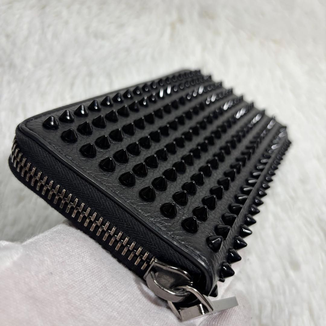 ✨07✨ パネトーネ スタッズ 長財布 レザー ラウンドジップ 革 黒