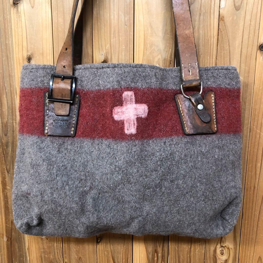 スイス軍 トートバッグ ミリタリー ブランケット使用 ウール 鞄