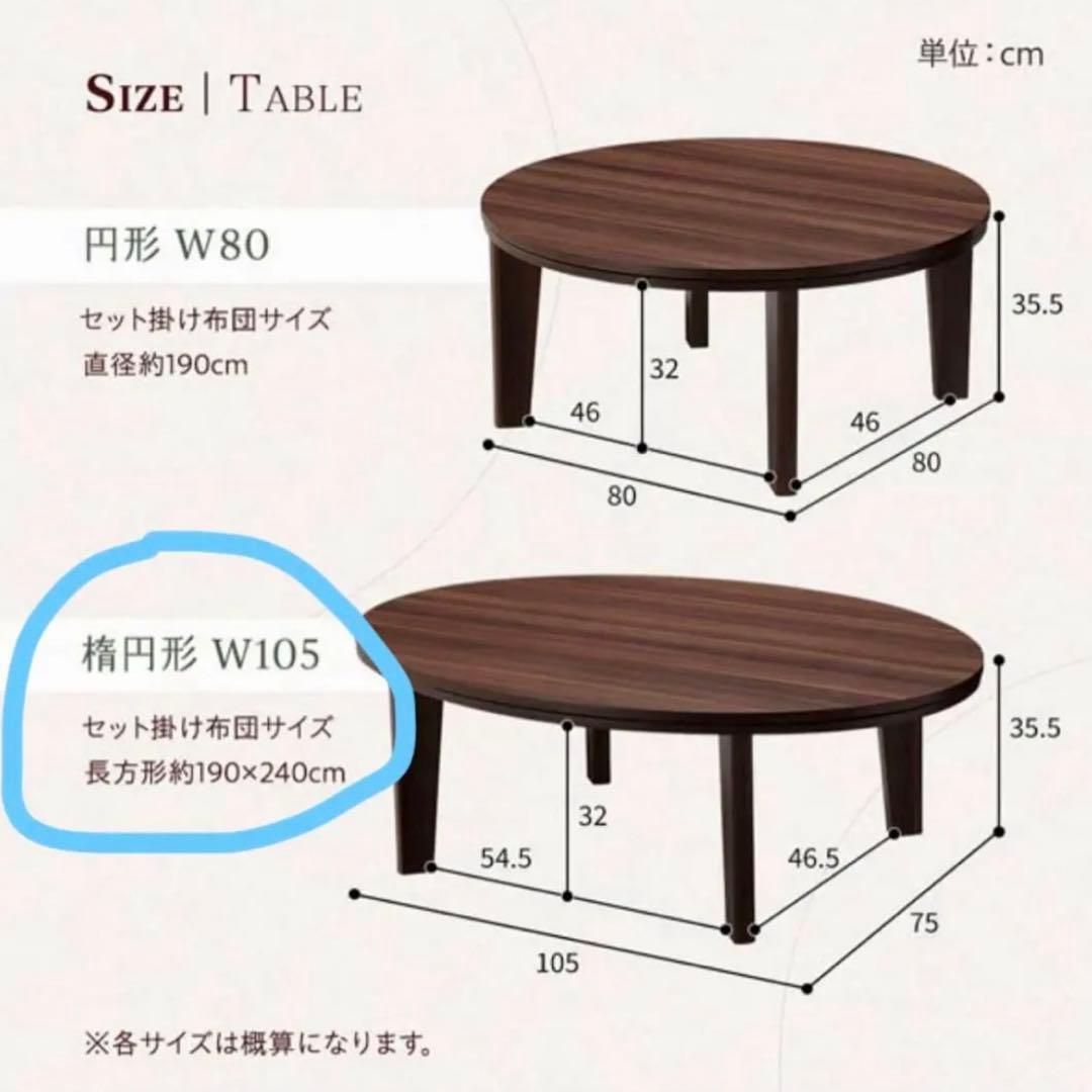 【★わい】RASIK 楕円形こたつ 2点セット 楕円形