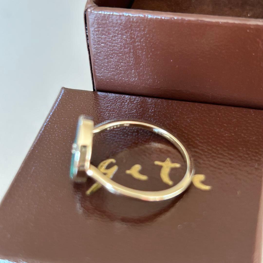 agete リング 13号 K10 ダイヤモンド アジュルマラカイト