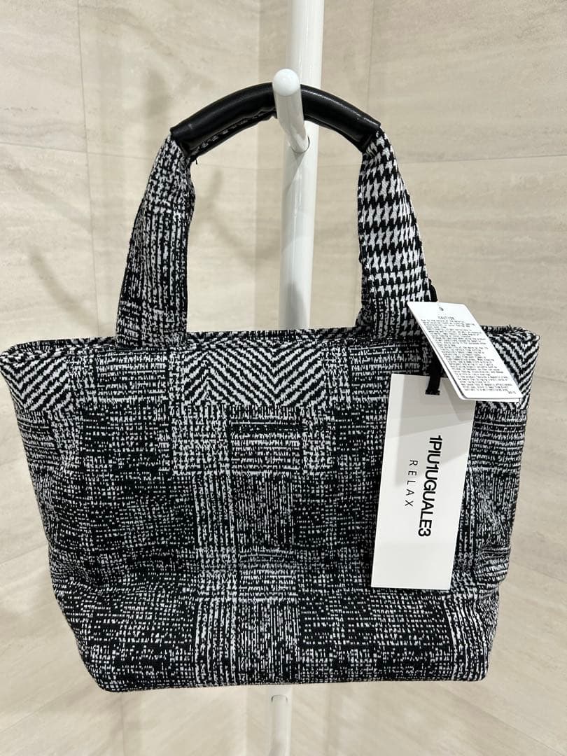 1PIU1UGUALE3RELAX チェックグレー　ミニトートバッグ　ウノピュ