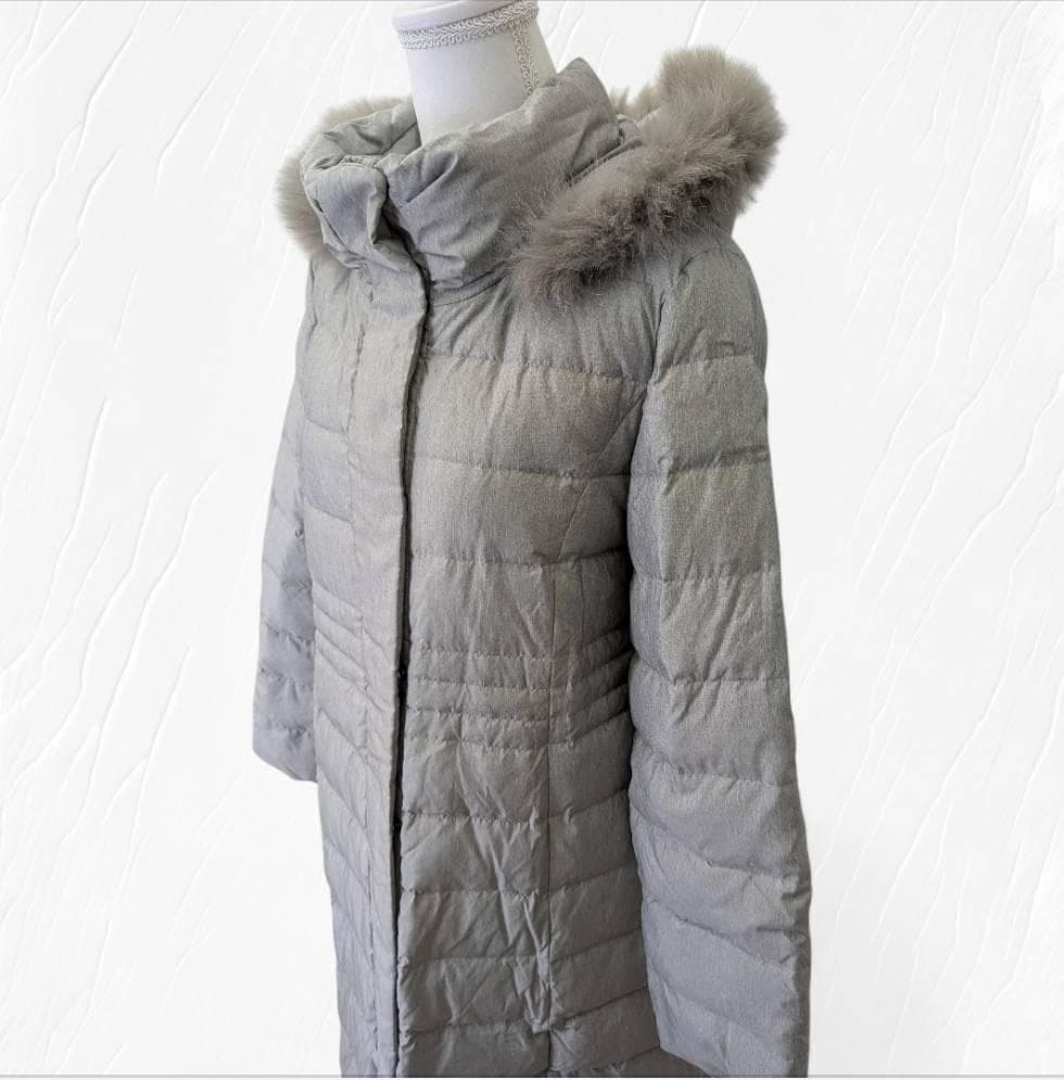 Leilian レリアン ダウン ファー付 グレー系 ロング丈 １３号サイズ