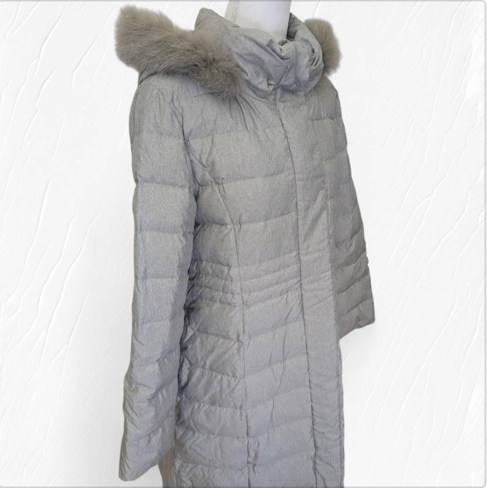Leilian レリアン ダウン ファー付 グレー系 ロング丈 １３号サイズ