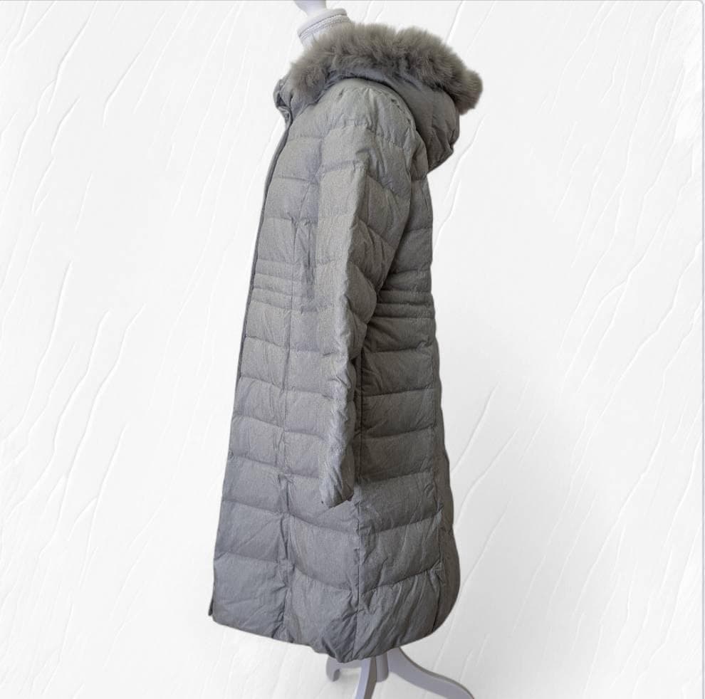 Leilian レリアン ダウン ファー付 グレー系 ロング丈 １３号サイズ