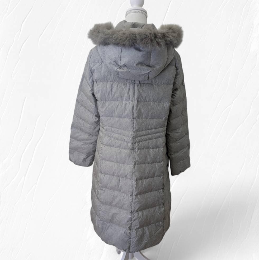 Leilian レリアン ダウン ファー付 グレー系 ロング丈 １３号サイズ