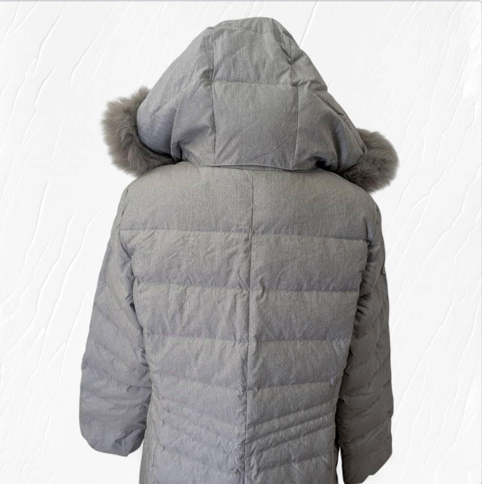 Leilian レリアン ダウン ファー付 グレー系 ロング丈 １３号サイズ