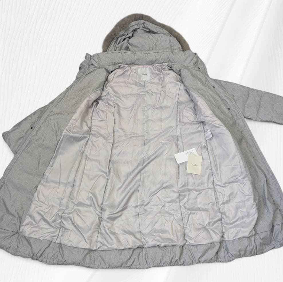 Leilian レリアン ダウン ファー付 グレー系 ロング丈 １３号サイズ