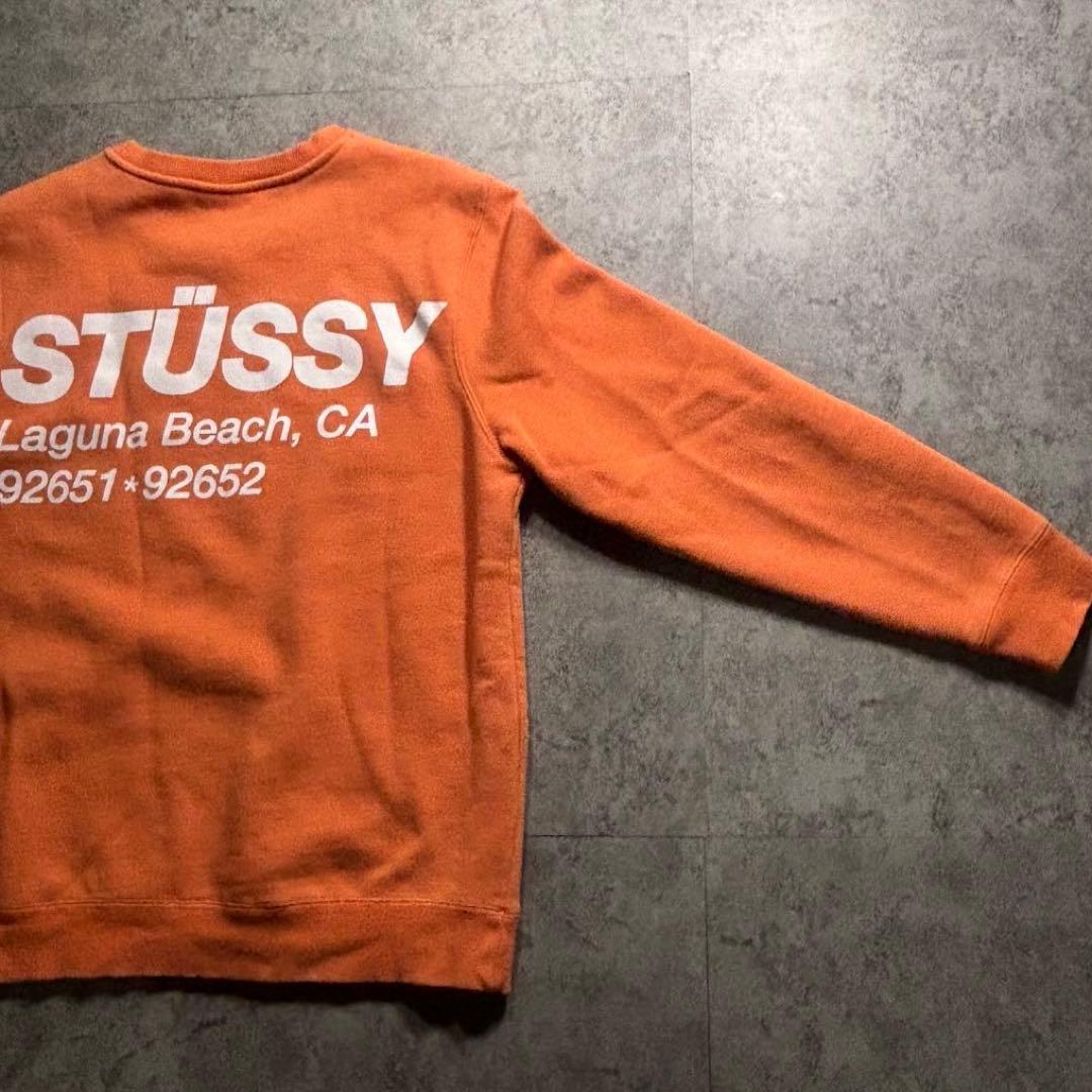 STUSSY 両面ロゴ S ラグナビーチ 00S復刻ロゴ スウェット オレンジ