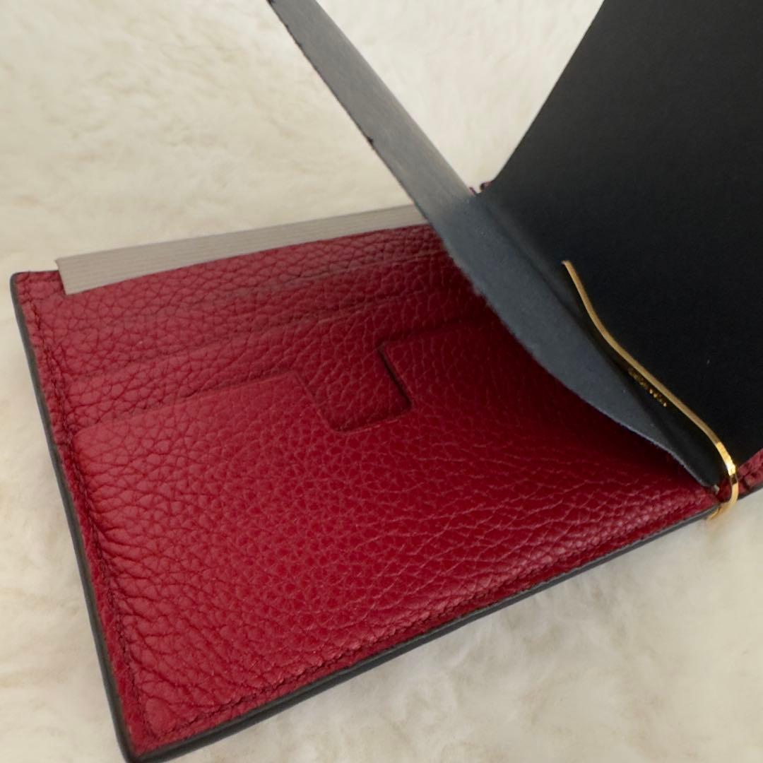 美品　トムフォード　マネークリップ　バイカラー　黒　レザー