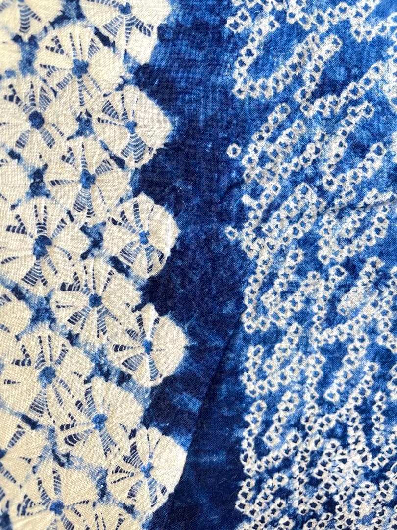 □夏涼浴衣　有松総絞り　可愛い花柄　身丈約159cm