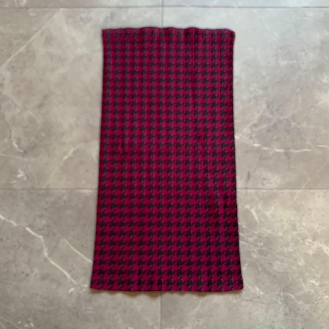 プリーツプリーズ　イッセイミヤケ　ネックウォーマー　　オーチューブ　千鳥格子