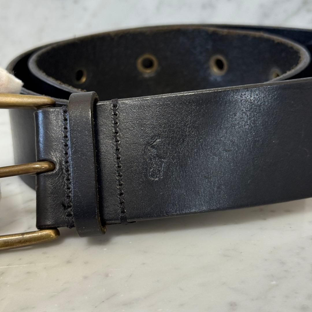 アルゼンチン製 Ralph Lauren ラルフローレン ベルト 本革 黒 太幅