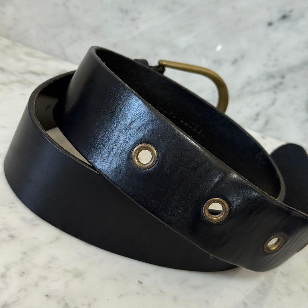 アルゼンチン製 Ralph Lauren ラルフローレン ベルト 本革 黒 太幅