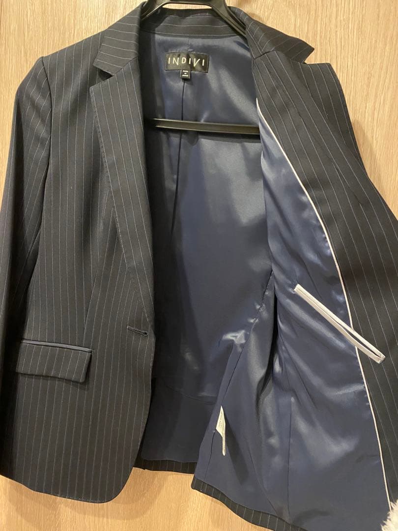 【INDIVI】インディビィ ネイビー ストライプ パンツスーツ