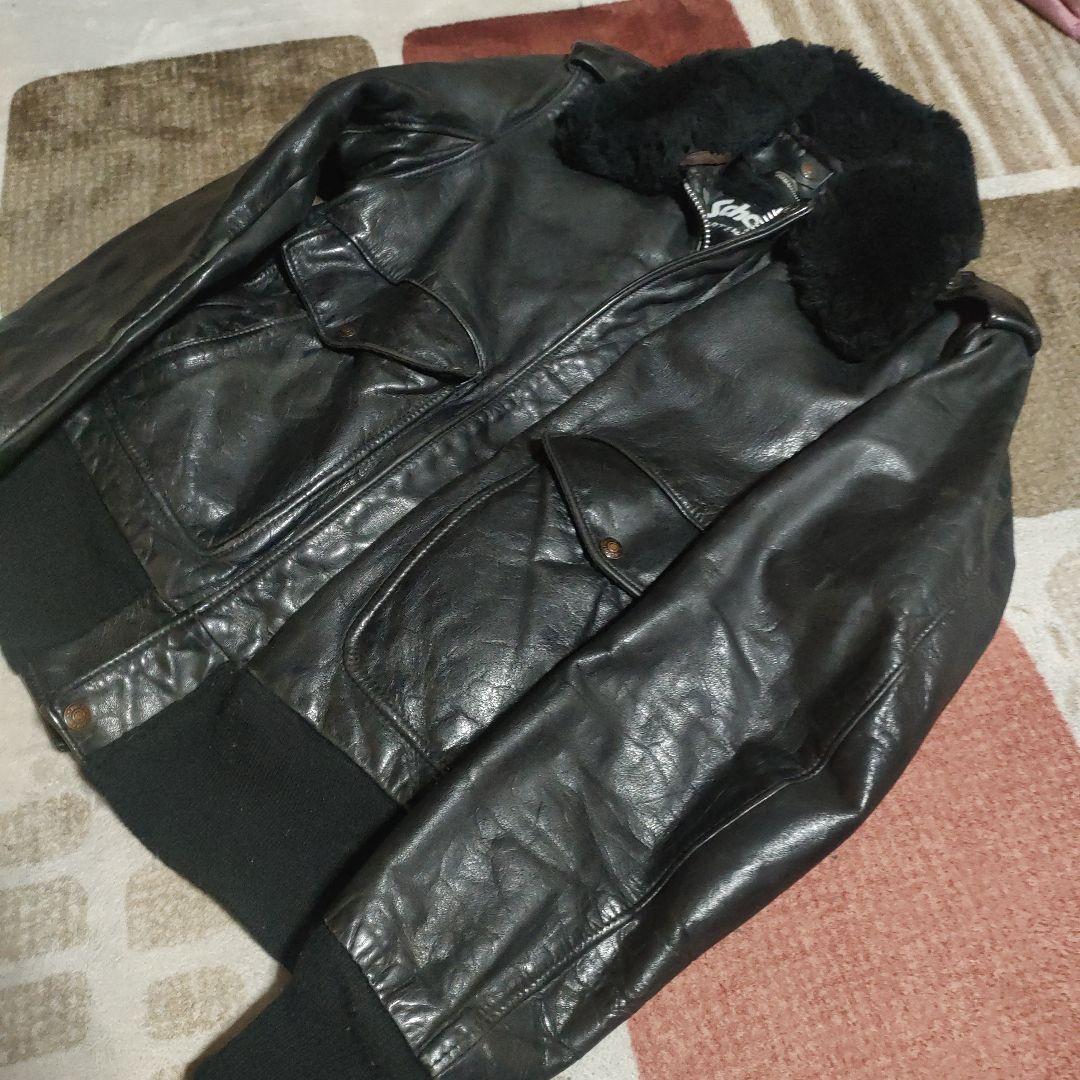 完品人気黒Schott１８４SMフライトジャケット３８ ダメでも対応有！