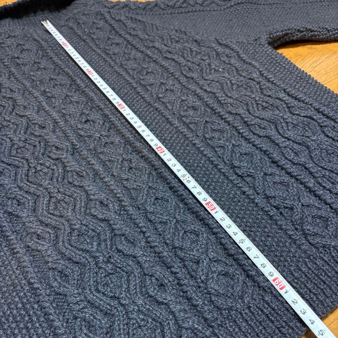 値下げ INVERALLAN グレーネイビー ケーブルニットセーター メンズML